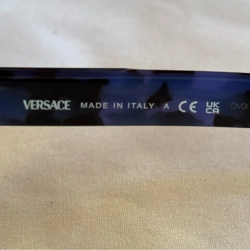 •Versace VE3354 Top Black/Havana Blue Acetate Rectangle Glasses Frame NWT